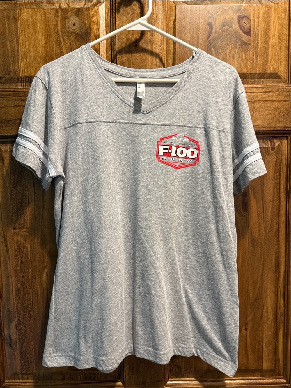 F-100 Logo Short Sleeve V-Neck Tee - Light Gray